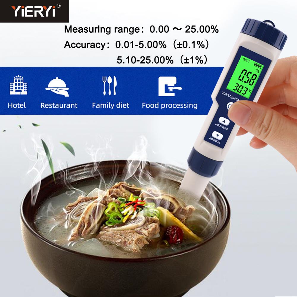 Yieryi Waterproof Digital Salt Concentration Meter Kitchen Sea Water Salinity Meter Salimeter for Food, Farming, Fish Pond,Soup