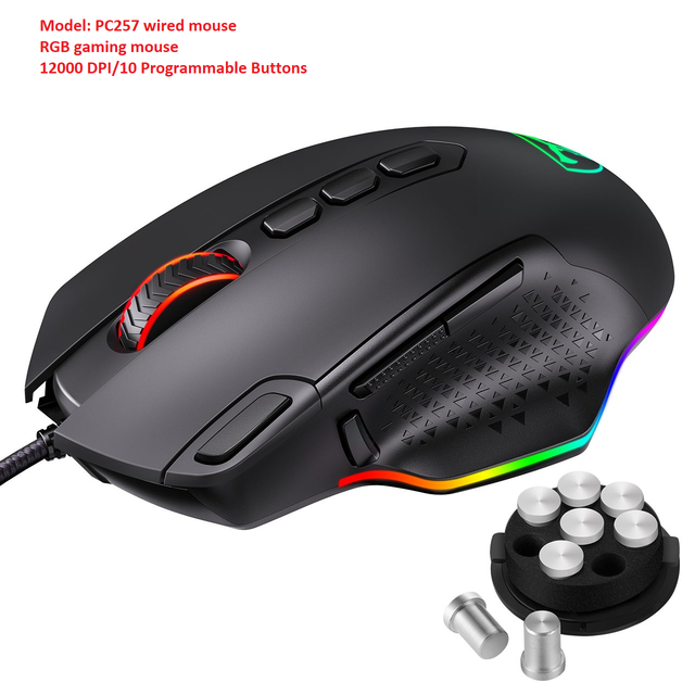VicTsing-Teclado mecánico inalámbrico para videojuegos, dispositivo con Bluetooth/2,4 Ghz, 60% RGB, tres modos conectables, con interruptor azul: Wired gaming mouse