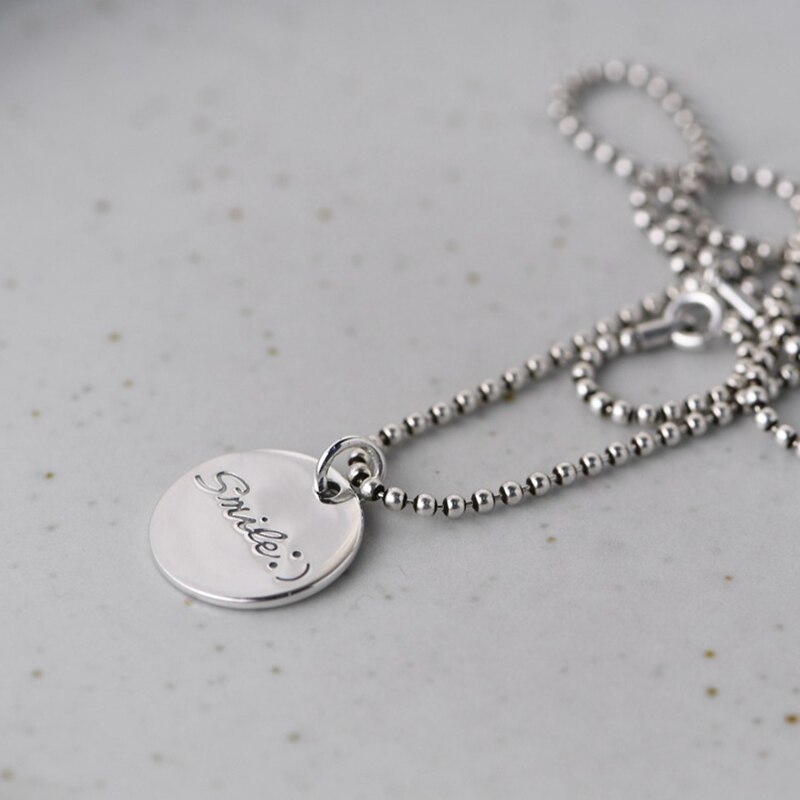 BALMORA Original 100% 925 Pure Silver Letter Pendant For Women Men Smile Couple Pendant Charm Necklace Accessories Without Chain