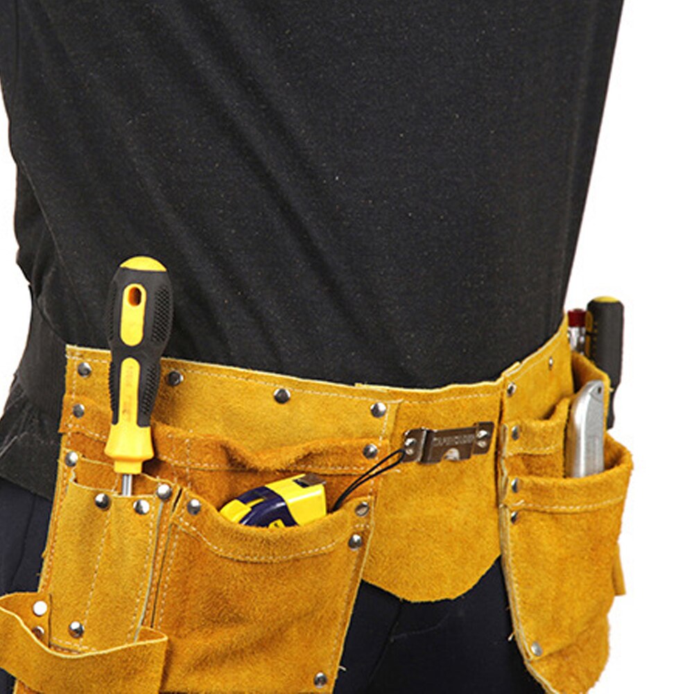Multi-functional Tool Belt Pouch Leather Bag Pocket Heavy Duty Adjustable For Electrician Carpenter Joiner Men Women Tools Bag