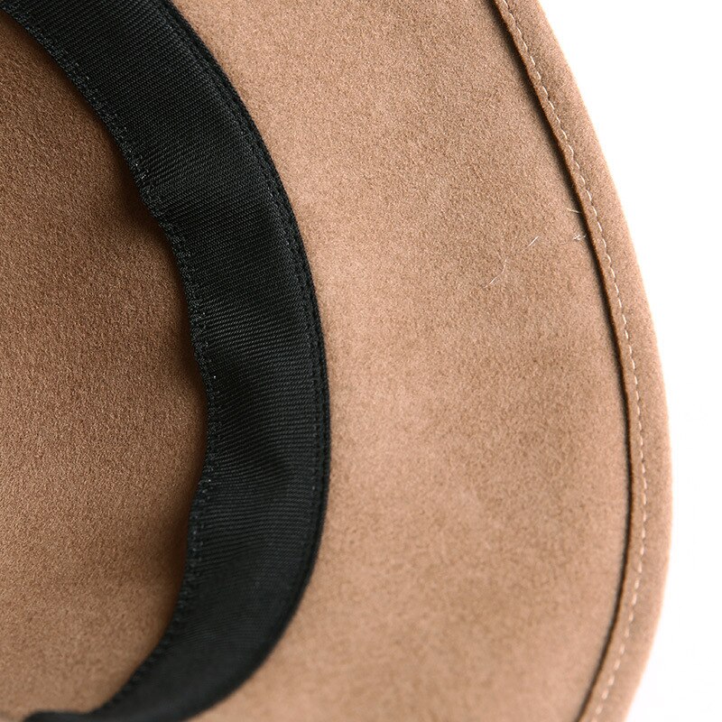 Beckyruiwu up-turn brim flower 100%  uldfilt hatte dame banket formel uld fedora hat