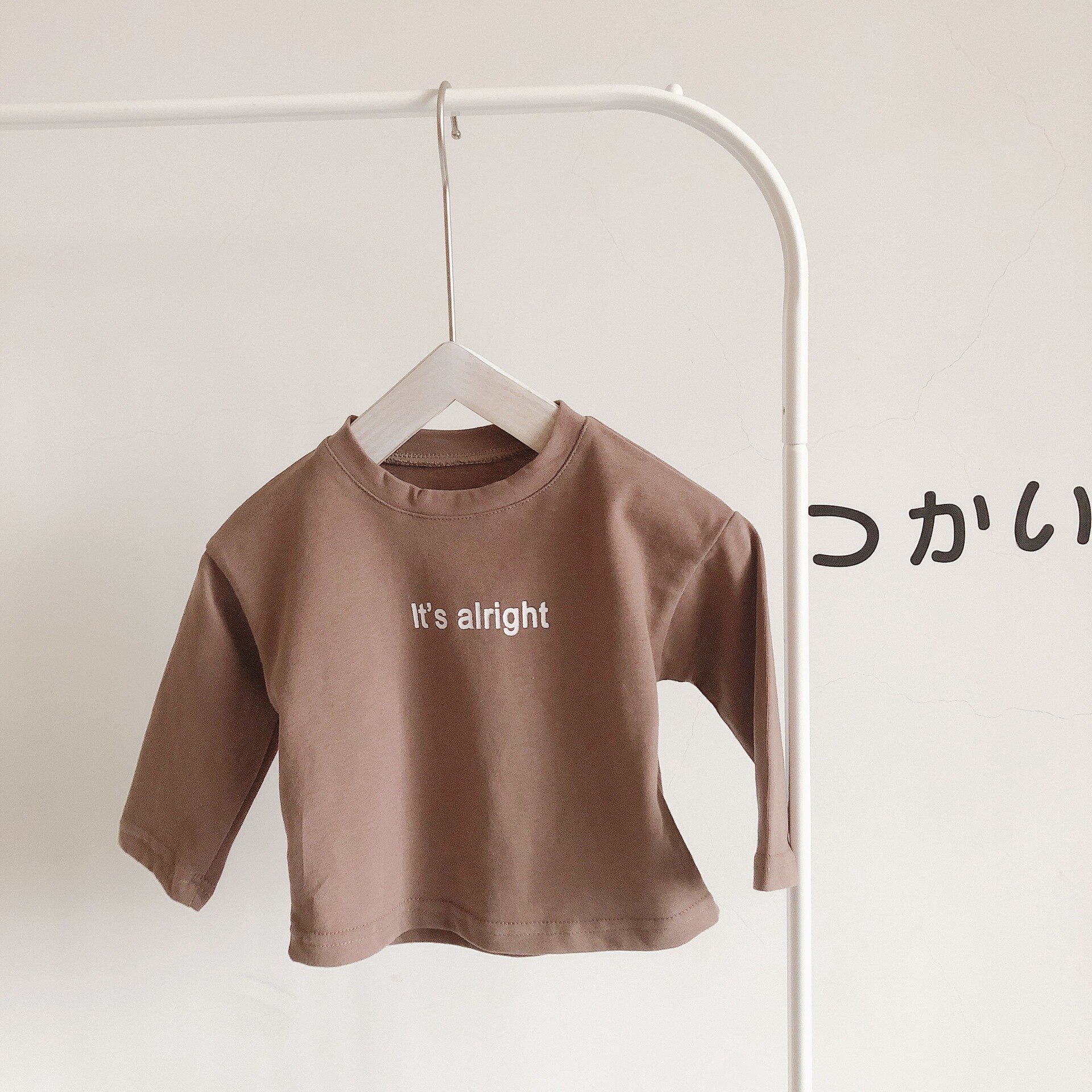 Lente Koreaanse Stijl Baby Jongens Meisjes Letters Gedrukt Lange Mouwen T Shirts 1-6 Jaar Jongens Kids Puur Katoen casual Tees: Bruin / 6T