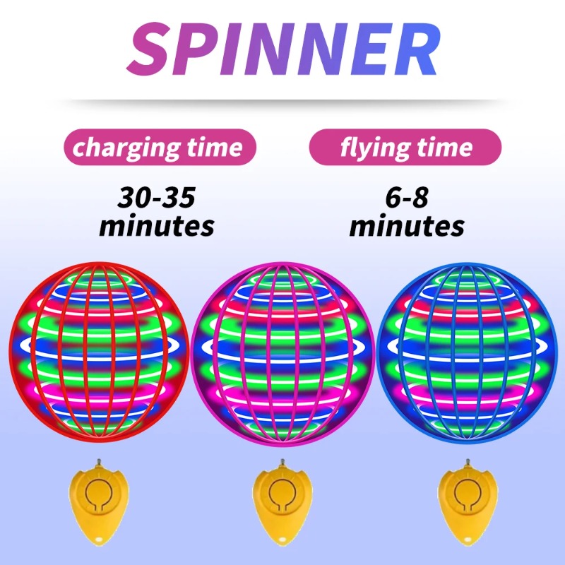 Magischer LED-Licht-Flugball-Spinner mit Handsteuerung 360° ° Rotierende Mini-UFO-Drohne Kinder-Partyspiel -Spielzeug