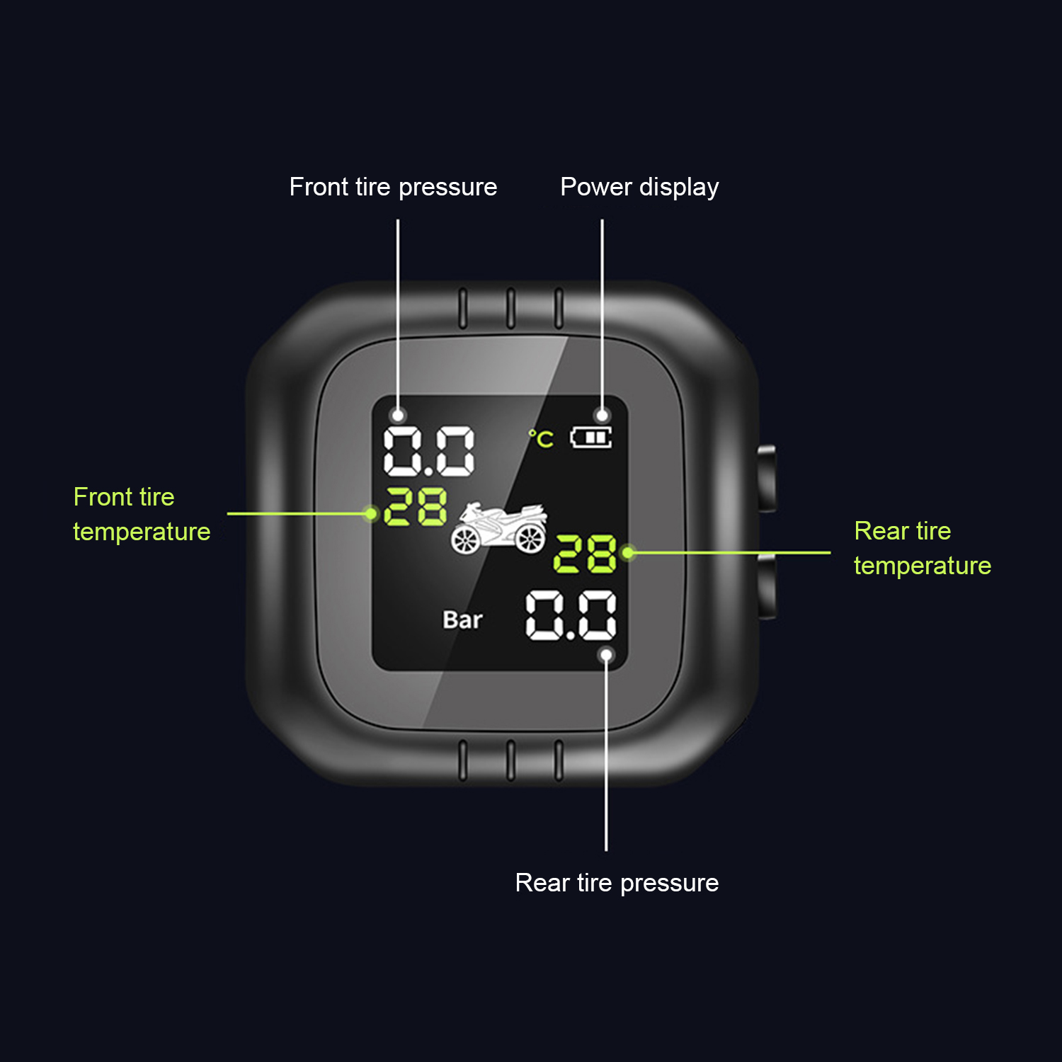 Wireless LCD Motorcycle Tire Pressure Monitoring System TPMS 2External Sensor Realtime Monitor Abnormal Alarm Moto Tyre Tool PSI