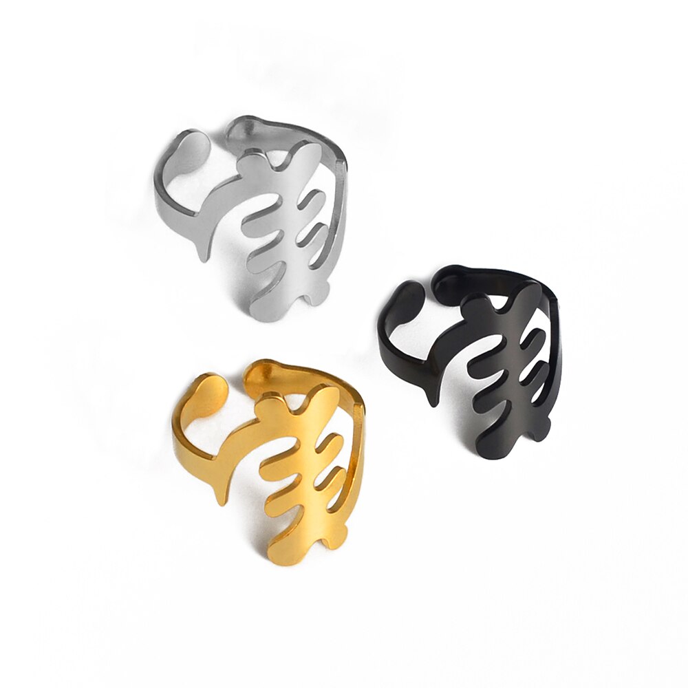 Anniyo African Symbol Ring Stainless Steel Metal Finger Rings Gye Nyame Ethnic Jewelry African Cultural Wedding Bands #249221