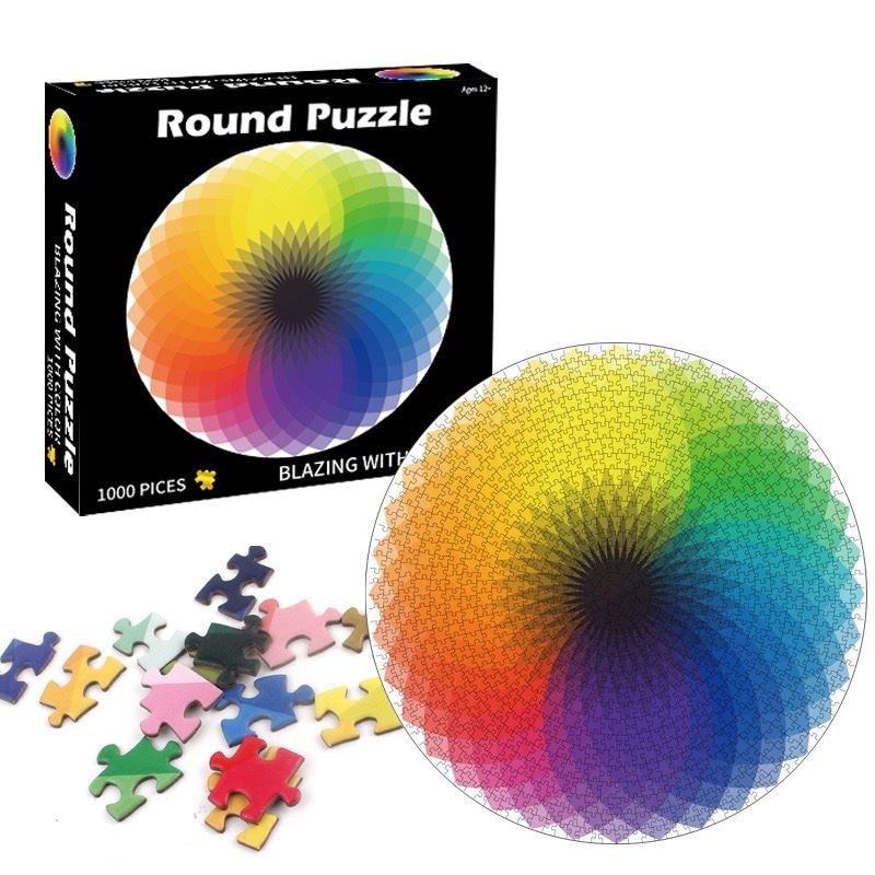 1000pcs/set Colorful Rainbow Round Geometrical Photo Puzzle Adult Kids DIY Educational Reduce Stress Toy Jigsaw Puzzle Paper