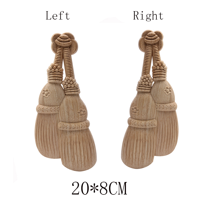 Applique for Home Furniture Unpainted Wood Oak Carved Wave Flower Onlay Corner Decor Wood Carved Long Applique Rubber Wood: C166-3-3-3