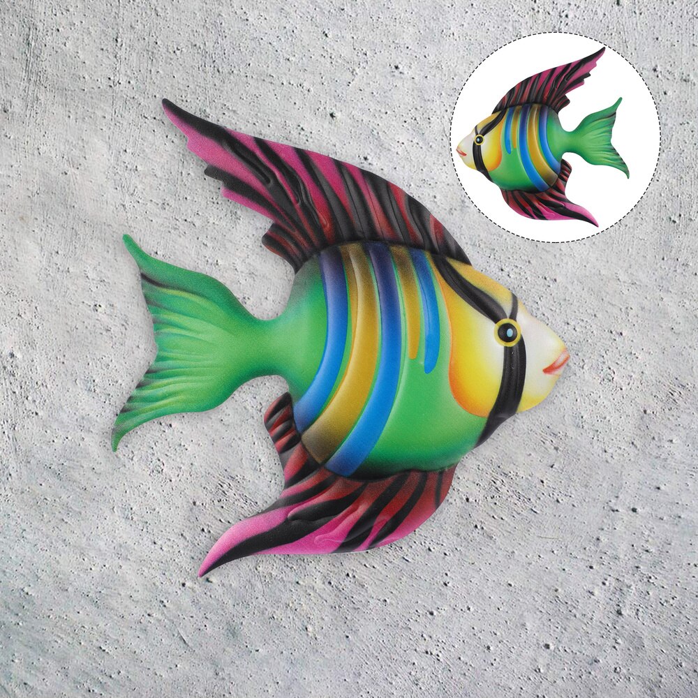 Fish Iron Hanging Ornament Hanging Wall Art Decor Craft Decoration: Purple