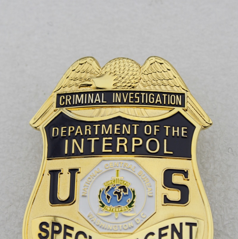 Klassieke Strafrechtelijk onderzoek Afdeling van de Interpol Special Agent Replica Movie Prop Shirt Revers Pin Badge Kerstcadeau