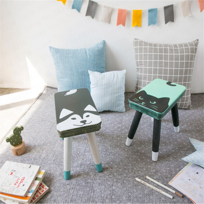 Cute children's small bench solid wood home children's dining chair shoes bench