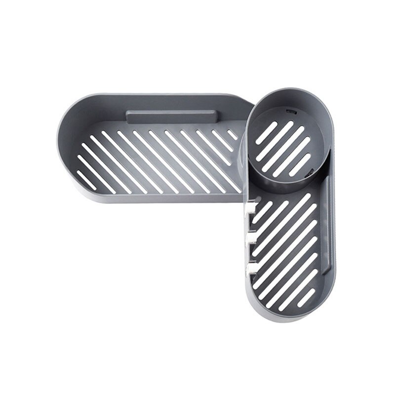 Rotating Storage Rack Toilet Rack Wall-Mounted Bathroom Corner Foldable Storage Shelves Quick Drain Home Bathroom Accessories: Combination Gray