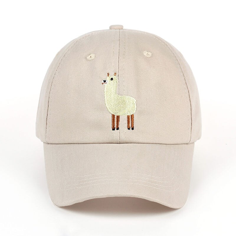 Unisex Alpaca Borduurwerk Verstelbare Vader Hoed Mannen Knappe Alpaca Baseball Cap Vrouwen Leuke Zwarte Beige Vader Cap: Beige