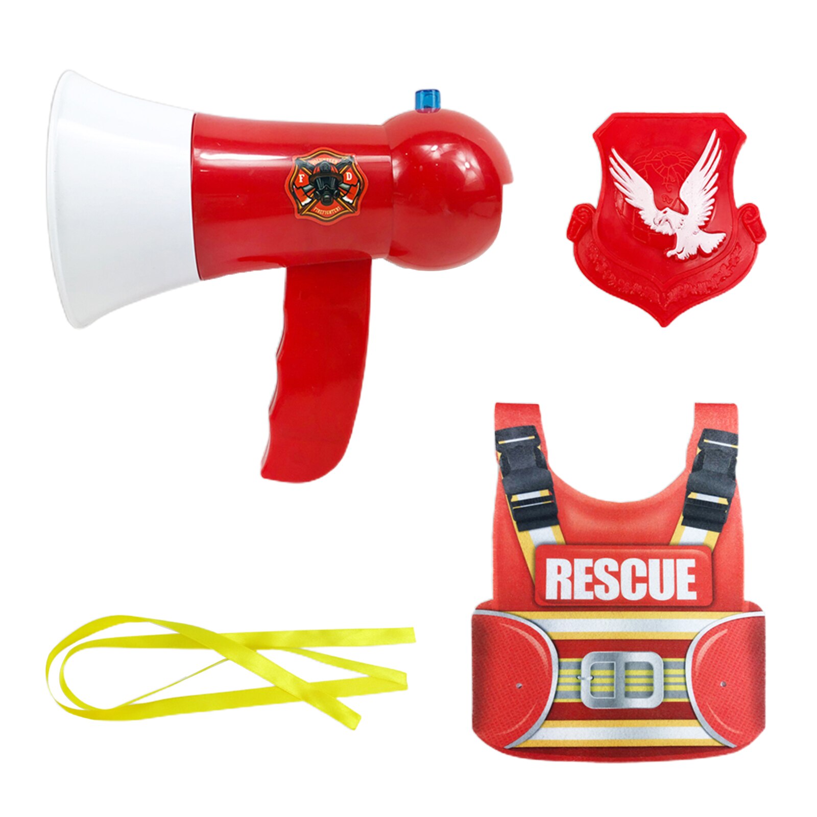 Brinquedo engraçado da gravação de megafone crianças trocador voz alto-falante microfone portátil vocal brinquedos com colete e correias: Vermelho