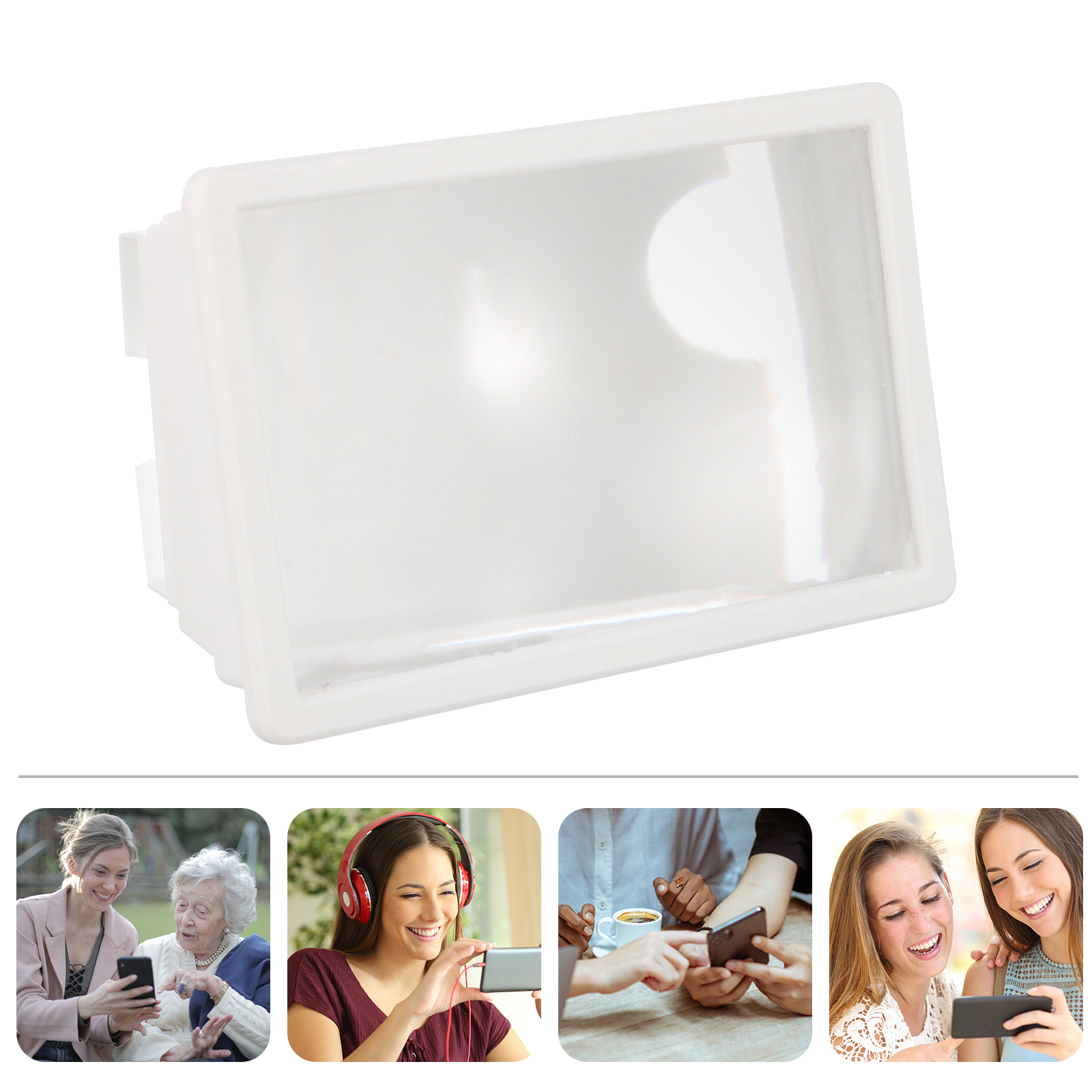 2 Stuks Mobiele Telefoon Screen Versterker Draagbare Smartphone Screen Vergroter Supply: White