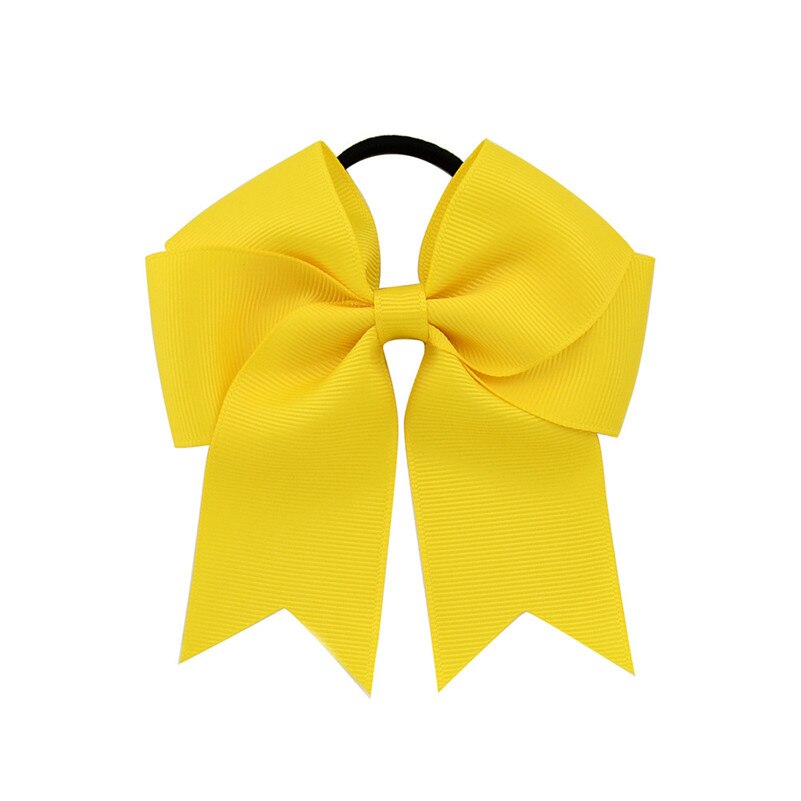 4.5 Inch Girls Cute Solid Cheerleading Bow Women Elastic Hair Bands Ribbon Rope Ponytail Holder Hair Ties Kids Hair Accessories: 10 Yellow