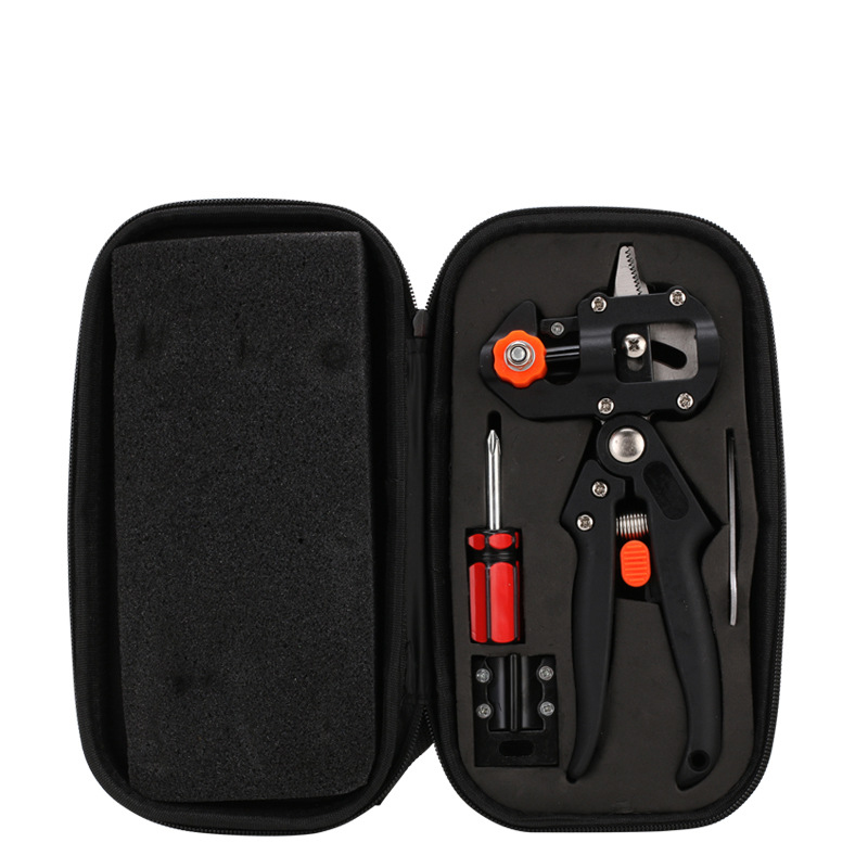 Profissional red toolbox enxertia pruner ferramenta de jardim tesouras de poda agricultura tesoura frutas árvore vacinação secateurs com fita: Laranja