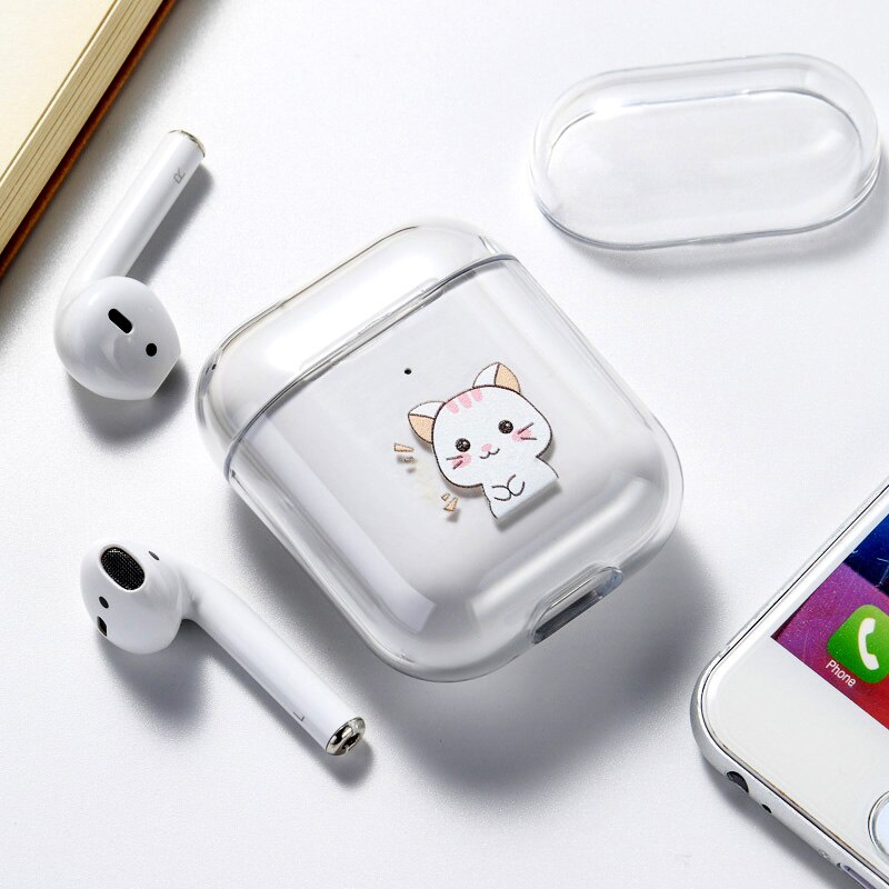 Case For Airpods Apple Case Cover Luxury Cartoon Cat Painted Hard Case Transparent On Air Pod Protective Cover for Airpod 1 2