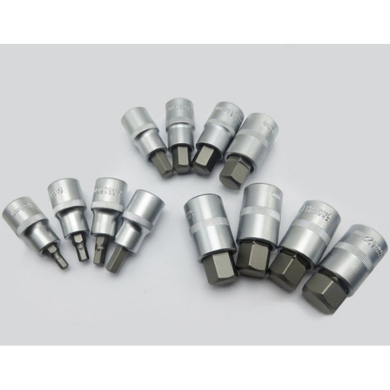 12Pcs Hex Bit Socket Set 1/2" Drive Allen Key Batch head Chrome Vanadium steel Screwdriver Bit Sockets Metric