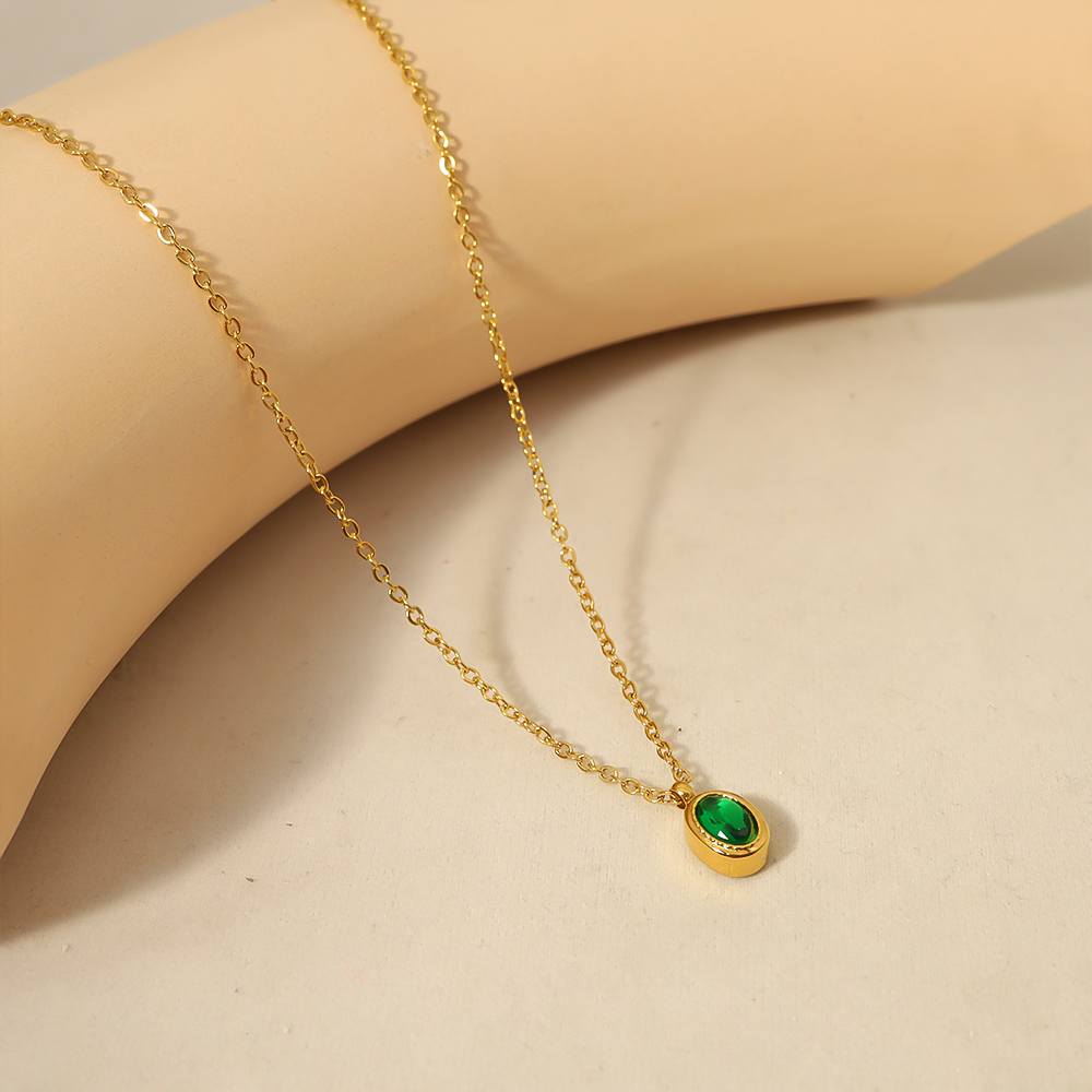 WILD & FREE Collar colgante de zircon de acero inoxidable dorado de 18K dama encanto cadena fina joyería de impermeable: Color acero