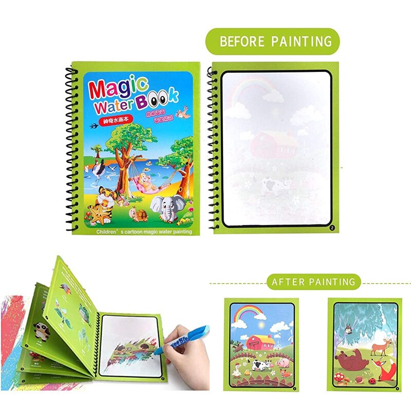 Animal Zoo Princess Magic Water Drawing Book Colorling Mermaid Cartoon Doodle Magic Pen tavolo da disegno giocattoli bambini regali per bambini