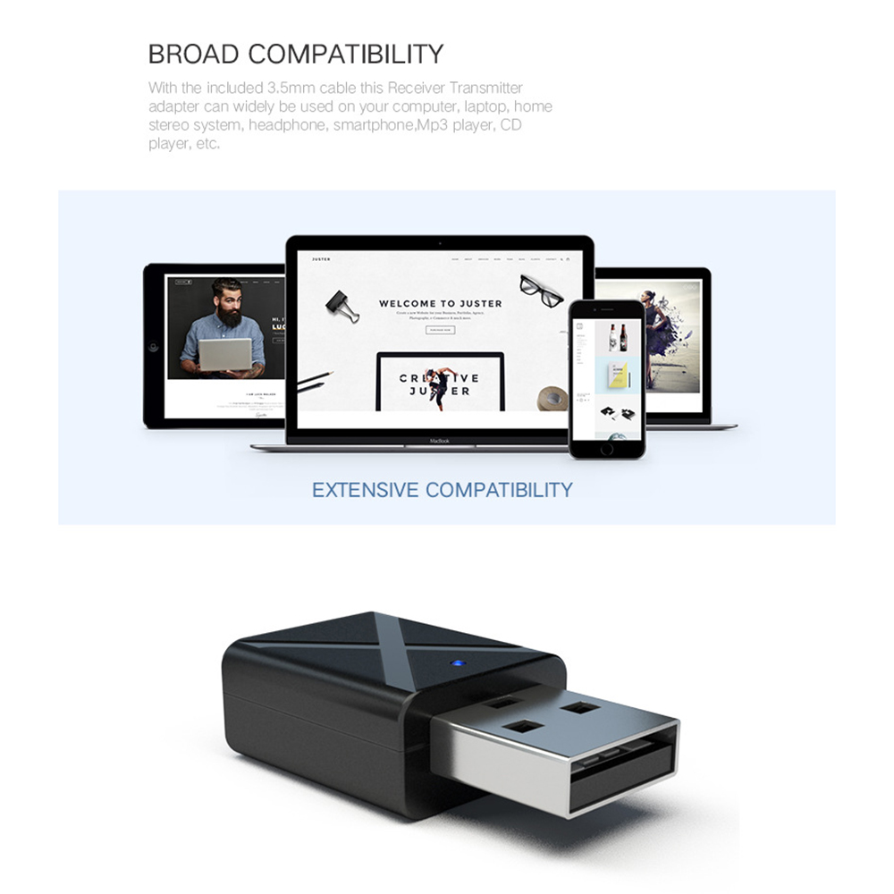 USB Bluetooth transmitter receiver 2-in-1 wireless audio adapter Bluetooth 5.0