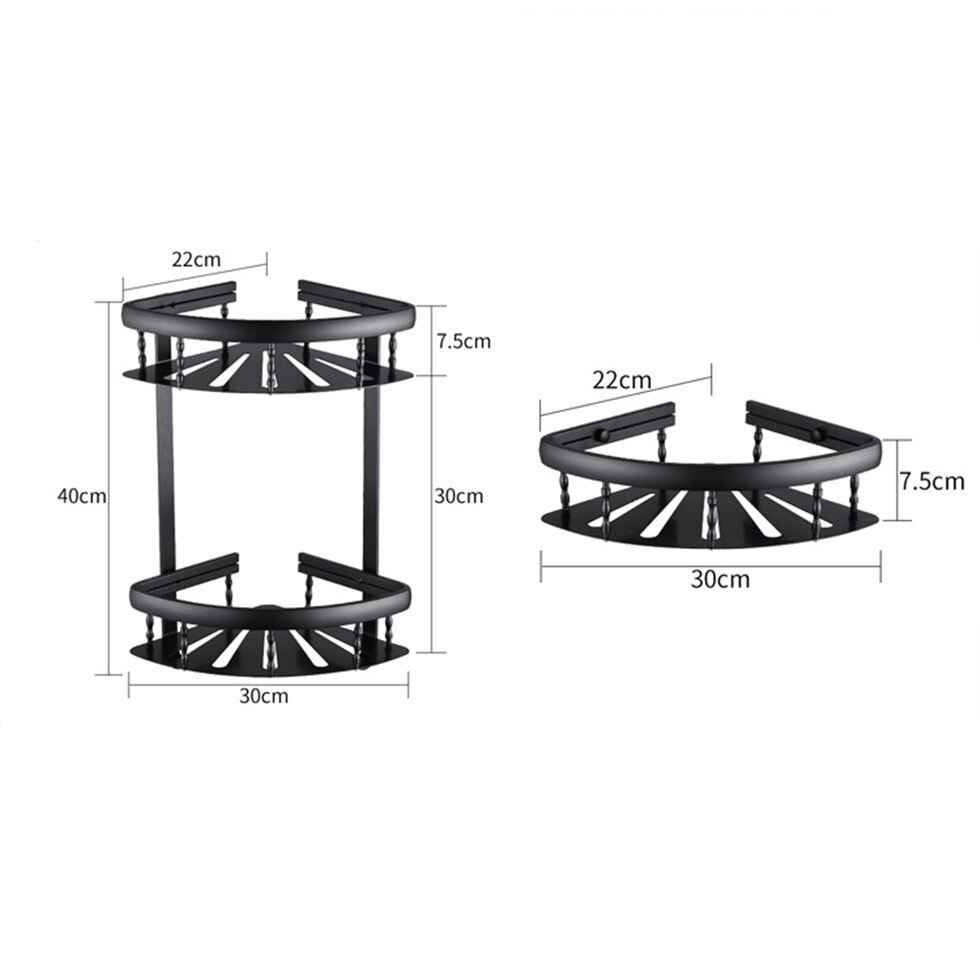 Sort aluminium badeværelseshylder shower caddy flydende hylde badeholder hardware tilbehør shampoo opbevaring