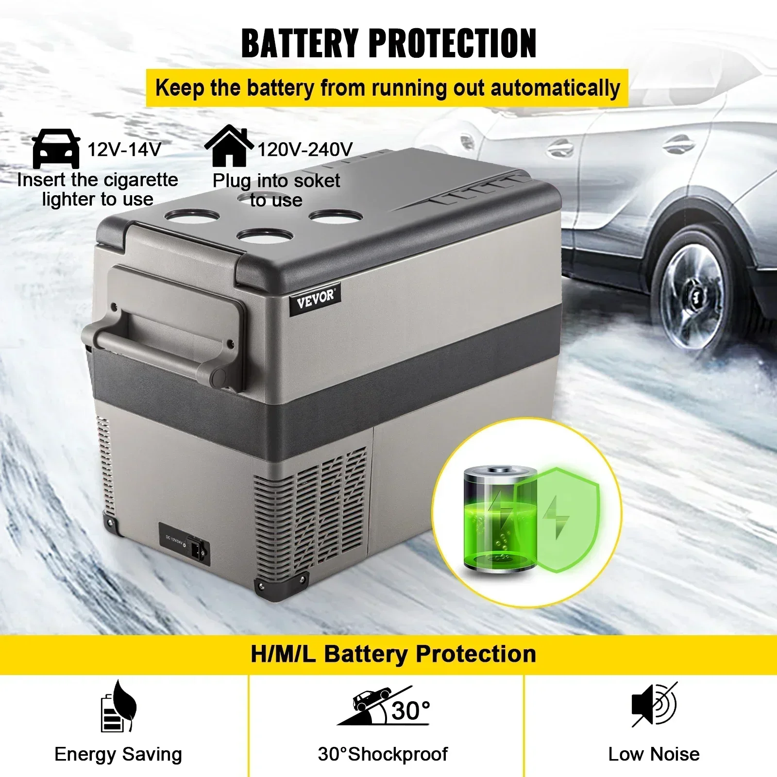 35L 45L 55L Car Refrigerator Mini Fridge Freezer Portable Compressor Cooler 12/24V DC 110-240V Ice Box for Camping