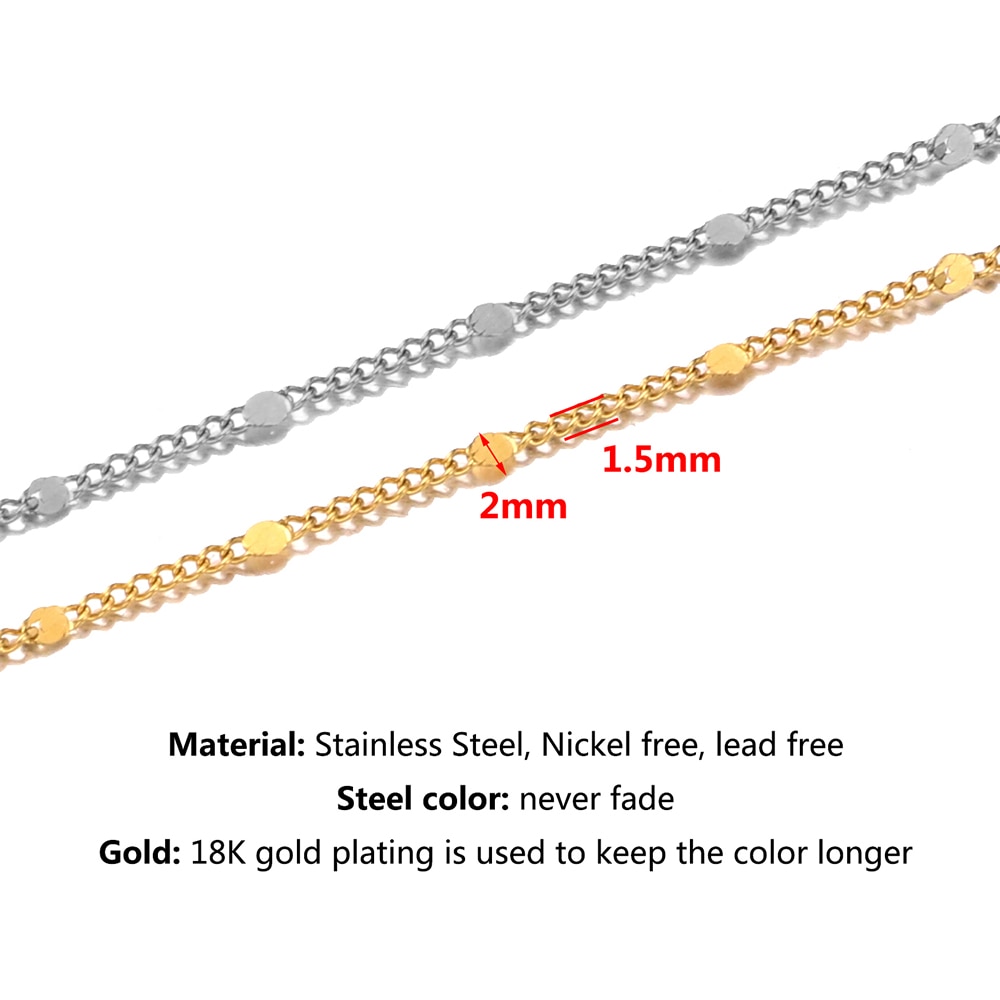 2Meter Breite 1,5mm Edelstahl Gold Presse Rundung Ketten für Ohrring Fußkettchen Halskette Schmuck, sterben DIY Handwerk Liefert