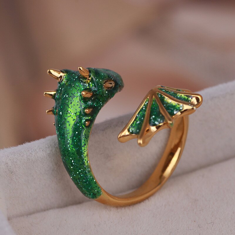 Gold Topaz Dragon Ring Lucky Fingere Huisdier Verstelbare Wrap Open Ringen Dier Sieraden Voor Vrouwen Meisje TRYC889