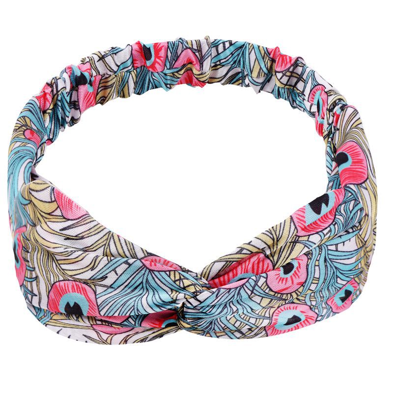 Haarbänder mit pfauenmuster, elastische haarbänder mit kreuzknoten, schnelltrocknend, sport-schweißband, weiches wildleder-bandana, haaraccessoires: Q1