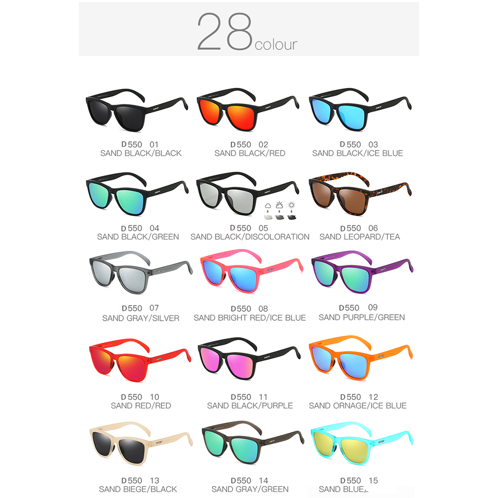 DUBERY Gafas de sol polarizadas con montura completa para hombres y mujeres 28 colores modelo 550
