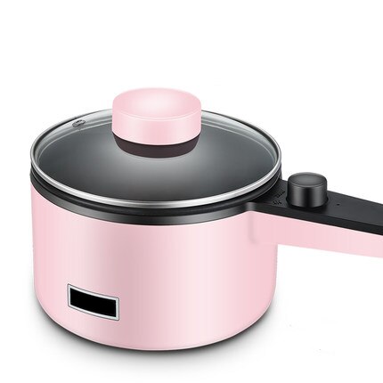 EDTID-olla eléctrica multifuncional, Mini olla antiadherente para cocinar fideos, freír huevos, sopa, calentador, sartén: Rosa