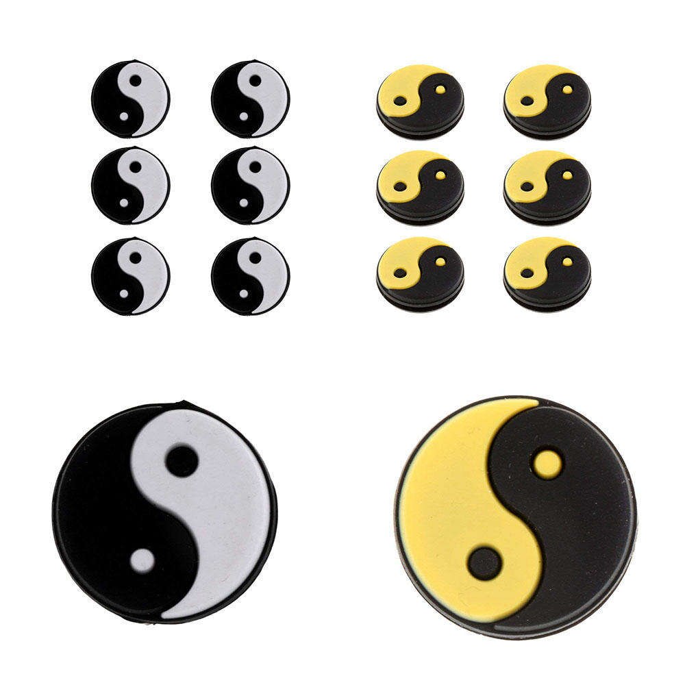 6 Pieces Silicone Yin Yang Tennis Racquet Vibration Dampener Shock Absorber