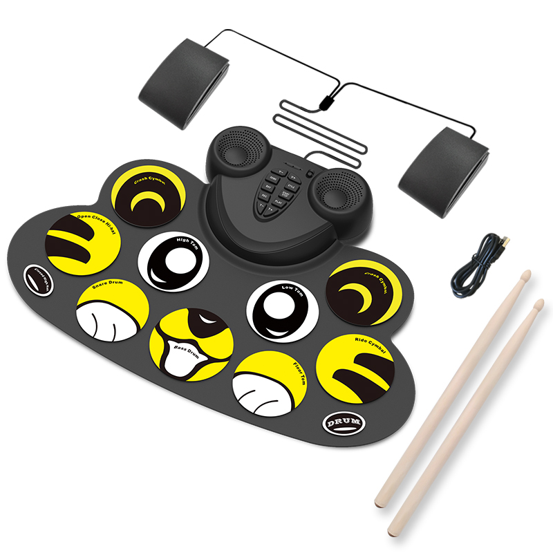 Electronic Drum Set Kids can play games practice drum mat Rechargeable drum set with built-in speaker pedals, drumsticks: WG601S
