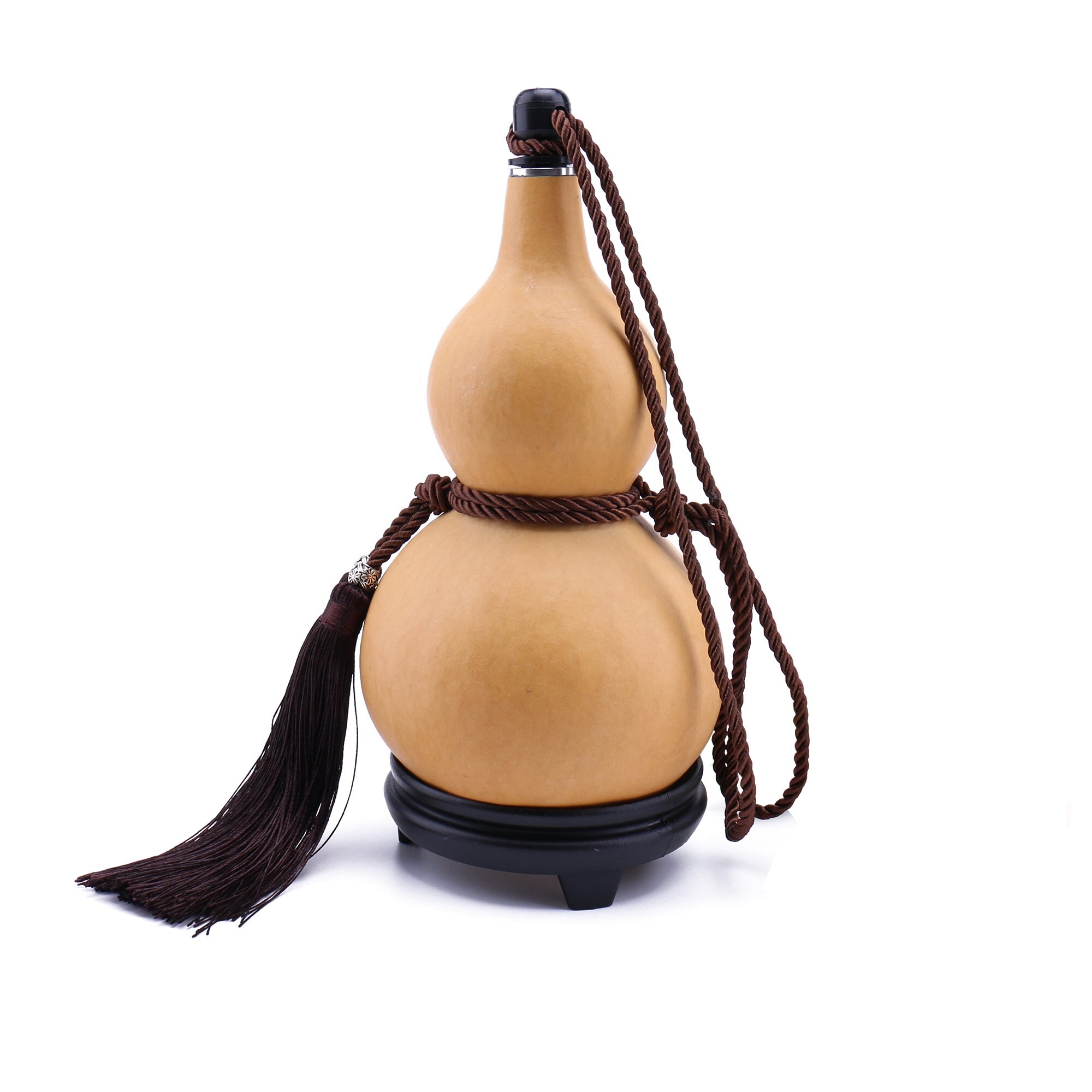 Natural Dried Gourd Water Bottle with Lid Hollow Calabash Chinese Pumpkin for Drinks Holder Ornament Decor Groomsmen: Plain - 250ml