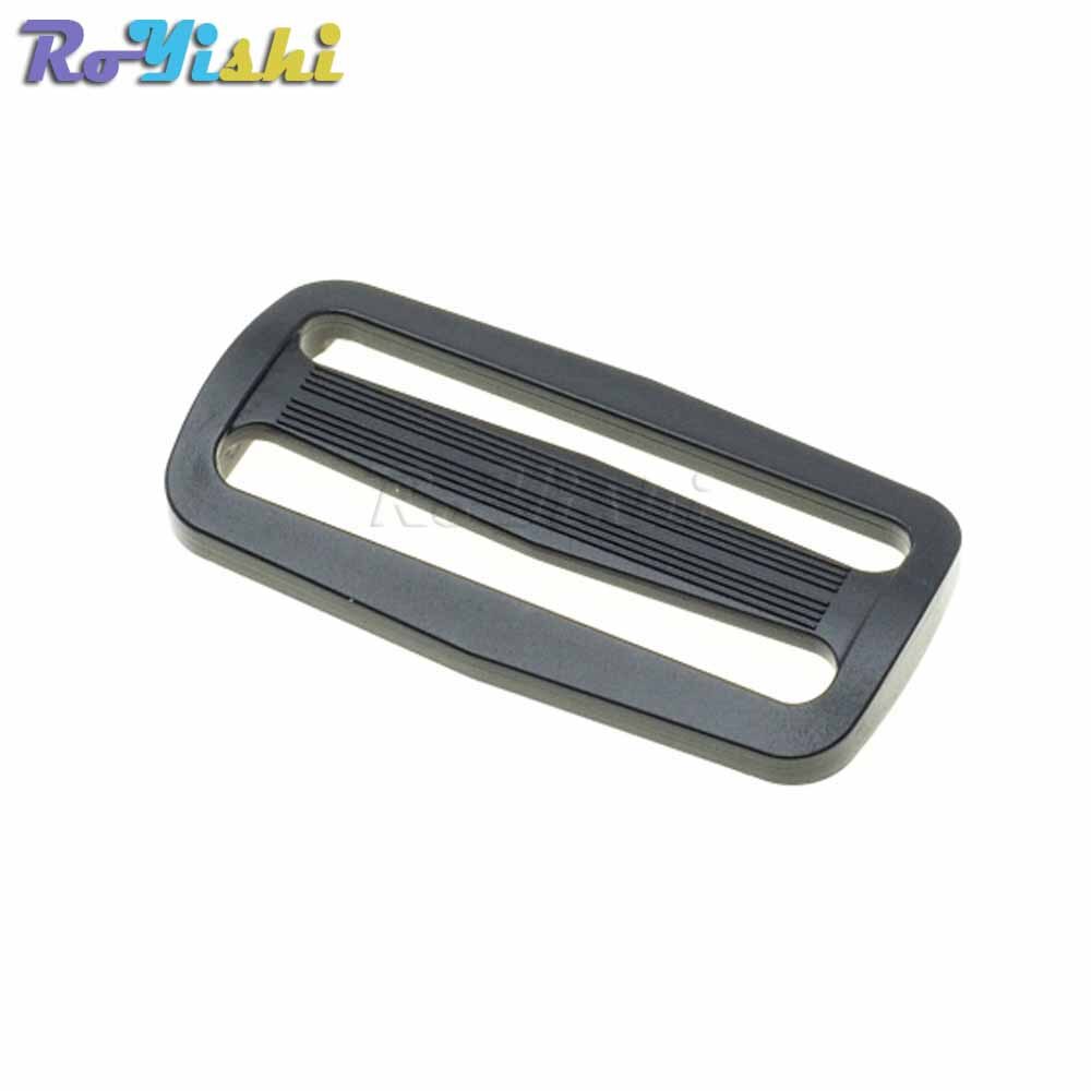 10pcs/pack 60mm Webbing Plastic Curve Slider Tri-Glide Adjust Tri-ring Buckles Backpack Straps Black