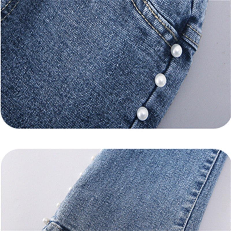 Pantalones vaqueros con lateral de perlas para niñas, pantalones acampanados para primavera y otoño, 4, 5, 6, 7, 8, 9, 10, 11, 12 y 13 años
