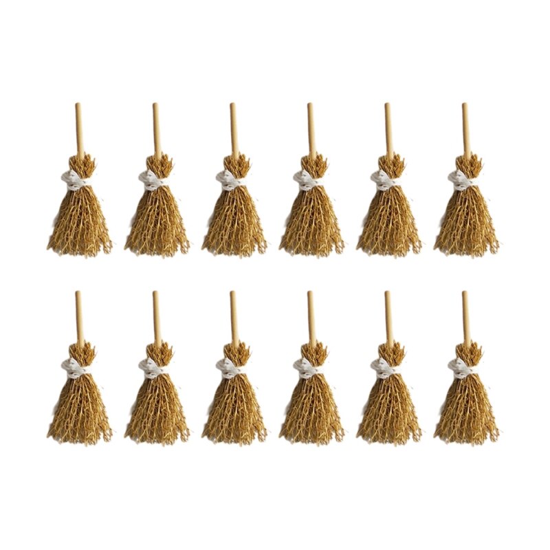12 Stuks Mini Bezem Rood Touw Lichtgewicht Stro Bezems Gordijnen Decoraties Voor Kostuum Partij Halloween Party: 6.5CM