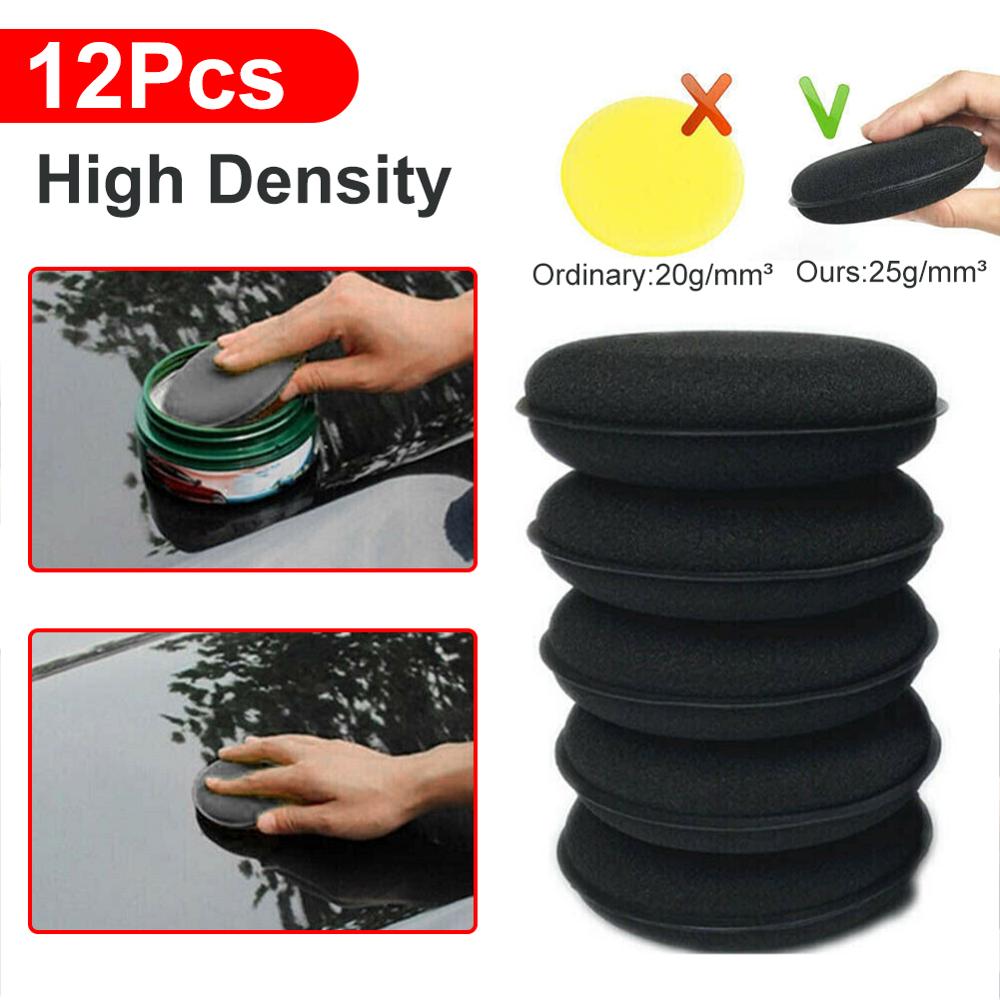 12Pcs Ultra Thick High Density Foam Sponge Auto Detailing Applicator Pad Best For Waxing and Polishing Black