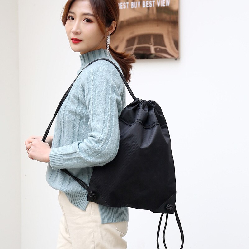 Trekkoord Rijden Rugzak Gym Kleding Schoenen Tas Waterdicht Grote Capaciteit Eco Vriendelijke Opvouwbare String Vrouwen Boodschappentas