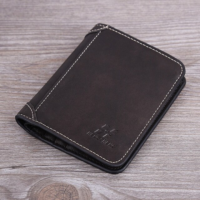 Catei Karrui Men's Wallet Short Frosted Leather Wallet Retro Three Fold Vertical Wallet Youth Korean Multi-Card Wallet: 1133Vertical black