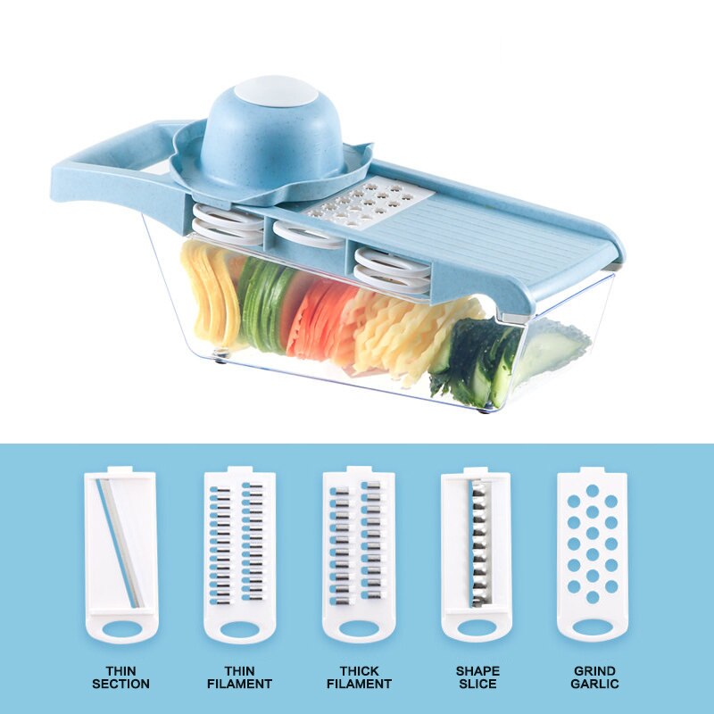Multifunctionele Keuken Tool Thuis Shredder Koken Machine Snijden Po Tato Slicer Keuken Accessoires Koken Slicer Gereedschap Set: Blue