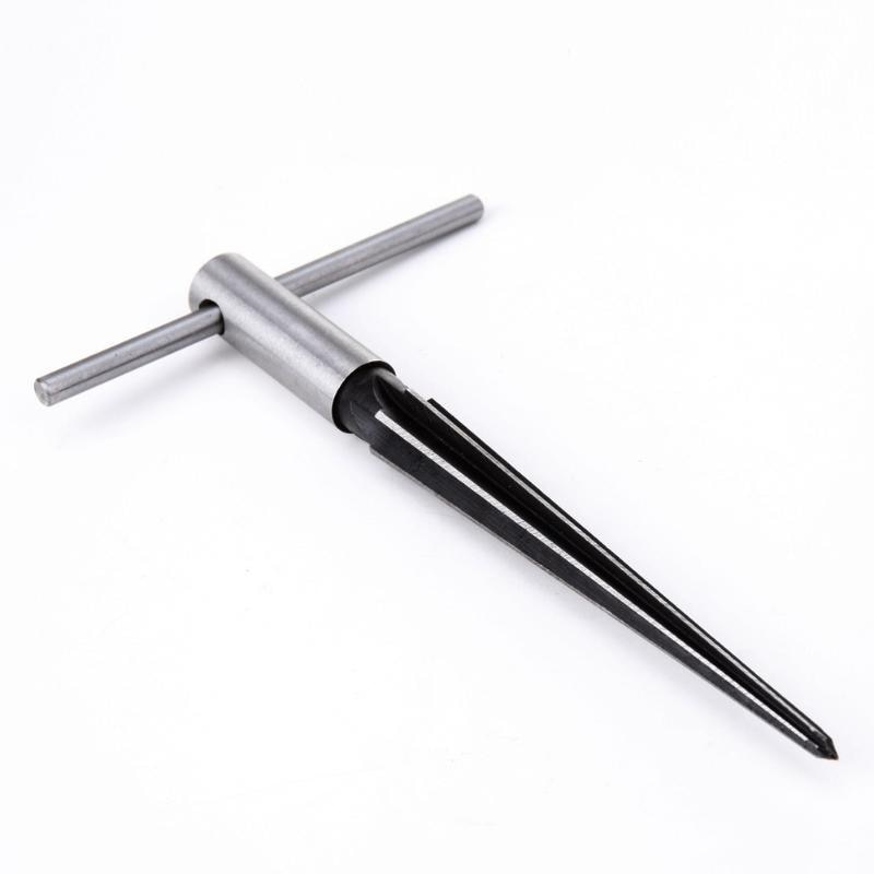 3mm to 13mm Bridge Pin Hole Hand Held Reamer T Handle Tapered 6 Fluted Chamfer Reaming Woodworker Cutting Tool 45 # Steel