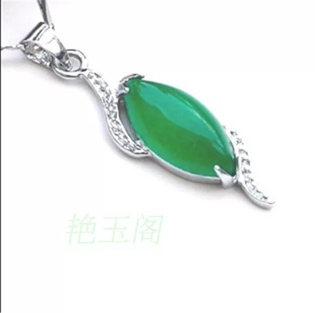 Naturligt 925 sølv indlæg malay grøn jade vedhæng smaragd vedhæng halskæde gratis til kæde: 04