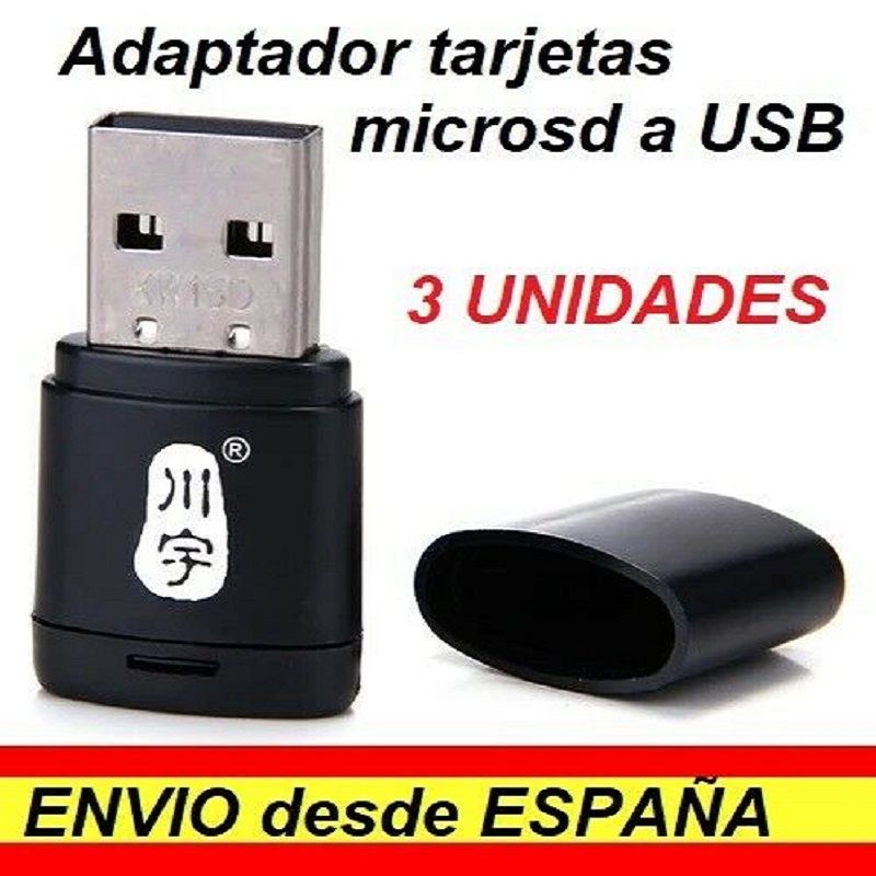 3 Unidades Adaptador lector tarjeta micro SD a USB microSD a USB . Admite tarjetas hasta 128 Gb desde España