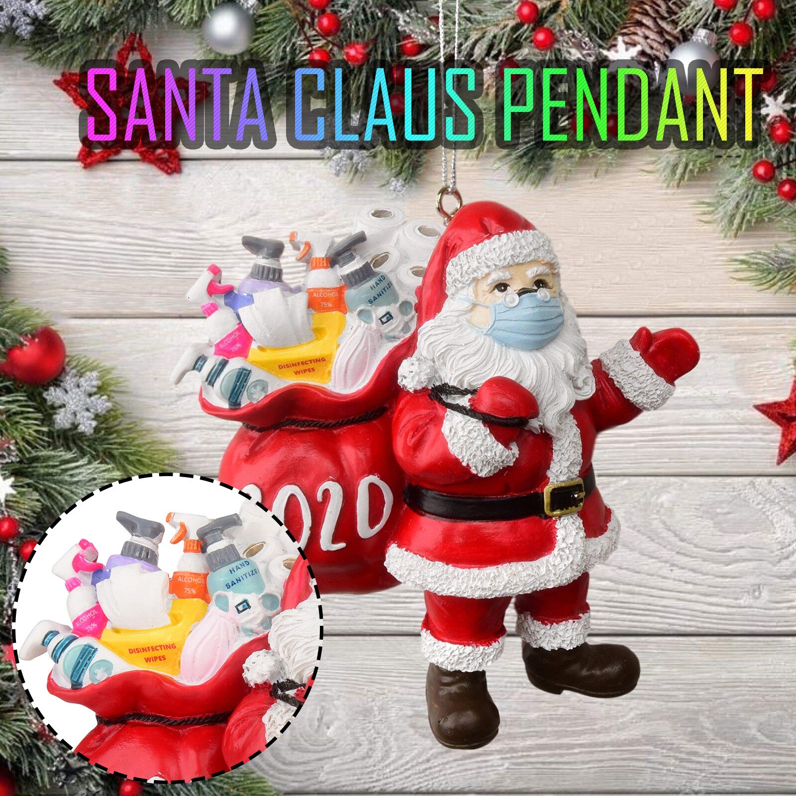 Adornos navideños de Papá Noel para mascarilla, adornos navideños para el hogar