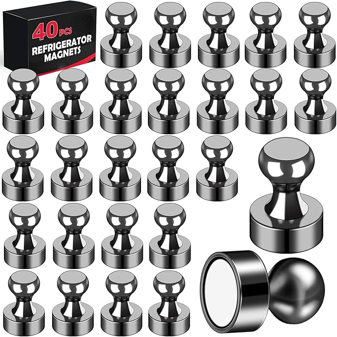 Black Neodymium Magnetic Push Pins - Strong Refrigerator & Whiteboard Magnets for Office, Kitchen & Map Use: Dark Khaki
