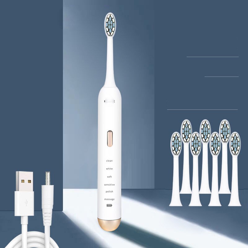 Schall- XIOMI Elektrische Zahnbürste USB Aufladbare Zahnbürste Wasserdichte Ultra Schall- Automatische Zahnbürste Intelligente Heimat Gesunde: Weiß 8 Köpfe