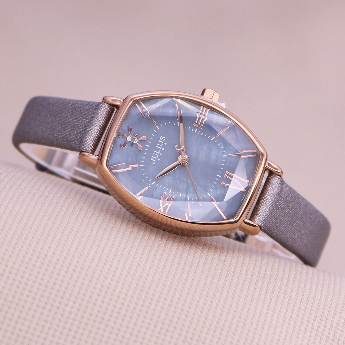 Julius-Reloj de mujer japonés Mov't Hours nácar, pulsera fina de , vestido de cuero con corte de estrella, de cumpleaños para niña