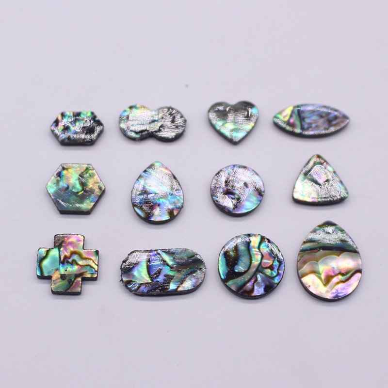 10 stuks oorbellen met natuurlijke abalone schelpen, liefdesringen met cabochon kralen en een platte achterkant, doe-het-zelf sieraden maken  c49